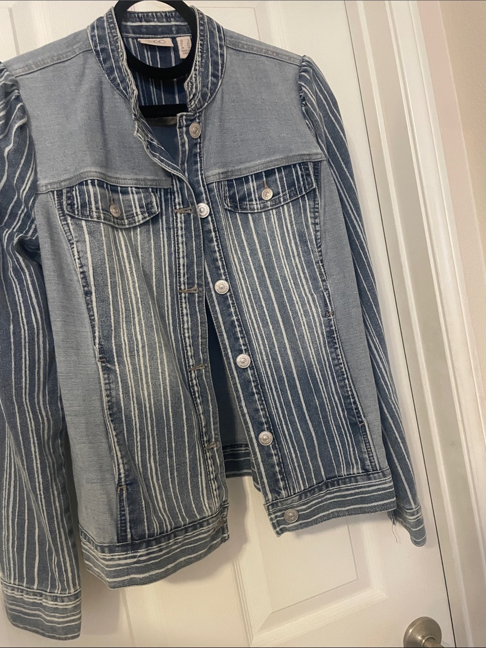 LOGO Striped Denim Jacket - Blue